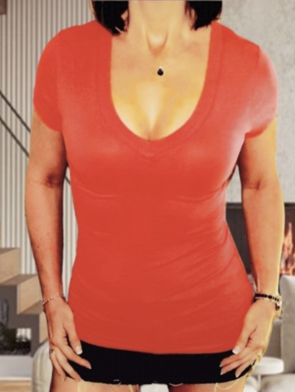 Old Navy Red V-Neck